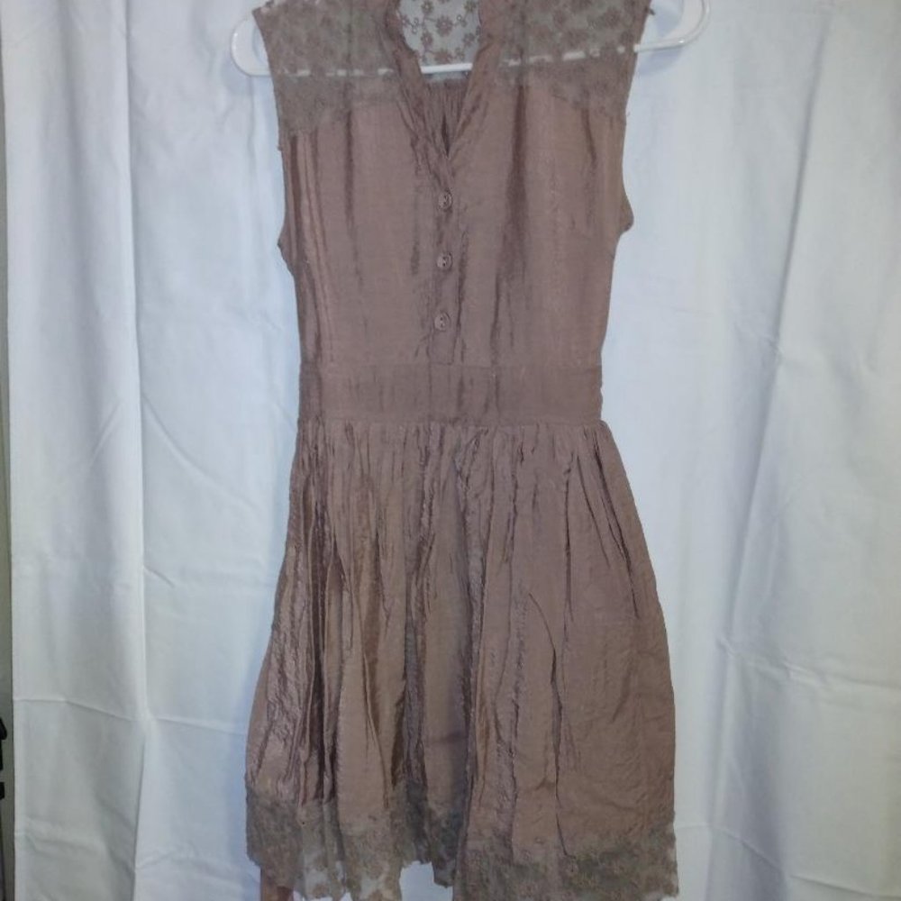 TwentyOne taupe dress with lace trim, XXS
